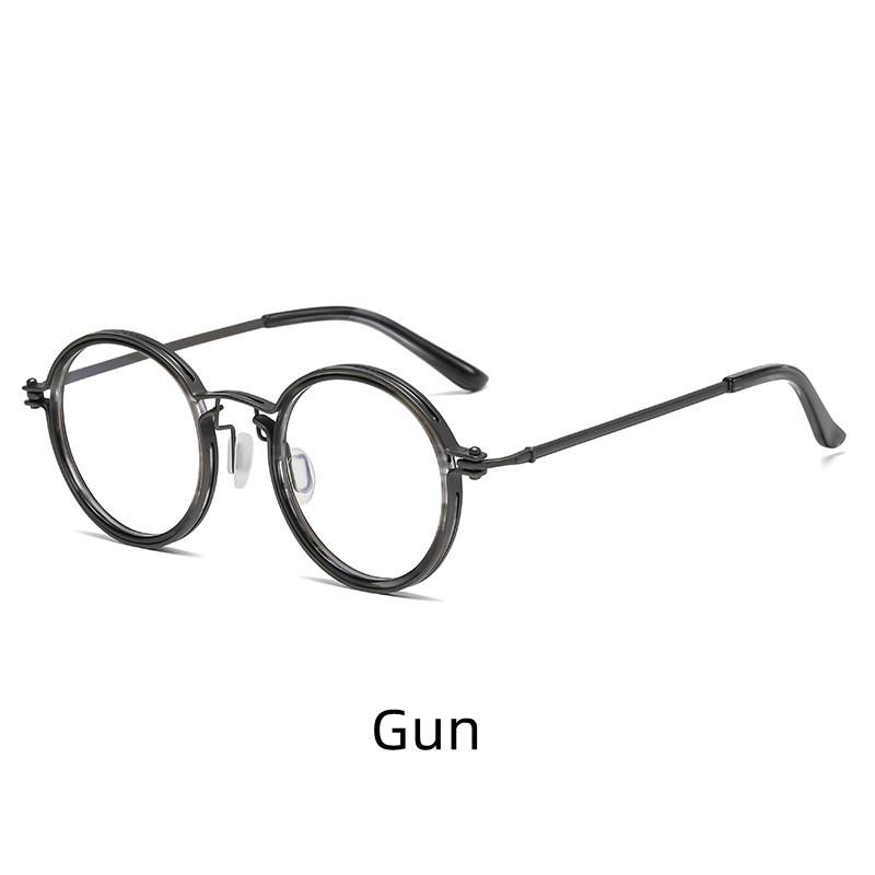 Retro Stylish Brand Eyeglass Frames Men s Round Frames Punk Style Metal Anti- Blue Lightweight Computer Reading Eyeglasses Presbyopia 5