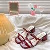 Fashion Slippers Casual Summer Women's Shoes Pantofle Square Heel Butterfly-Knot Heeled Mules Slides Luxury 2025 Block High Pumps