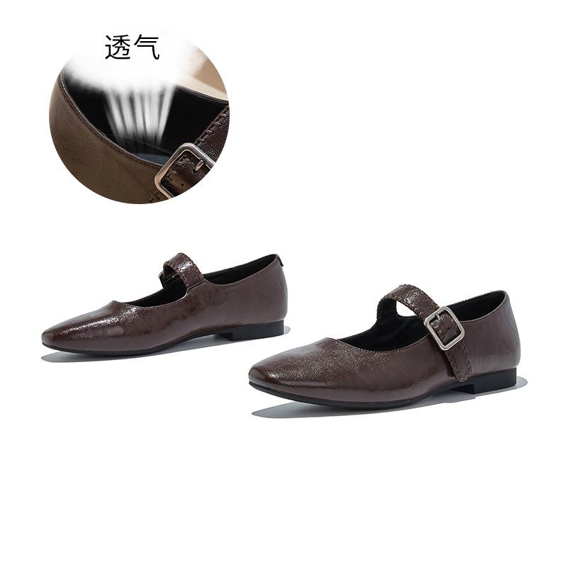 The first layer of sheepskin insoles, genuine leather Mary Jane shoes for women's 2025 autumn new models, one-word fashion single shoes, shallow mouth