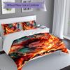 3pcs Custom Name Demon Slayer Tanjiro Set,Includes 1 Duvet Cover and 2 Pillowcases,All-season Bedroom Decor