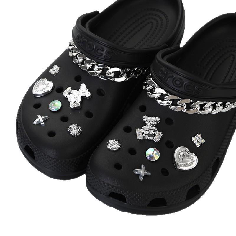Bear Rhinestone Chain Silver Crocs Accessories DIY Shoe Buckle Flower