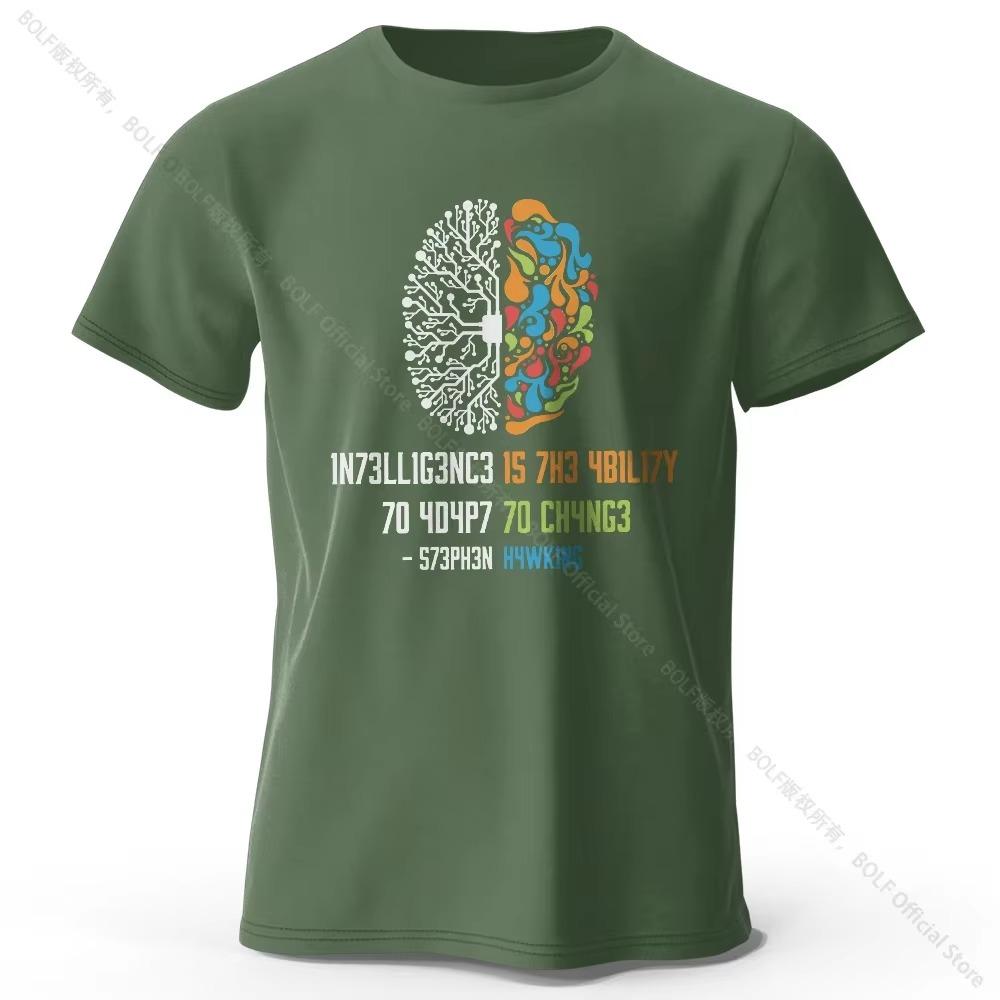 Funny Brain Power Printed 100% T-Shirt, Soft & Breathable Round Neck Short Sleeve Tee, Unisex Quirky Style