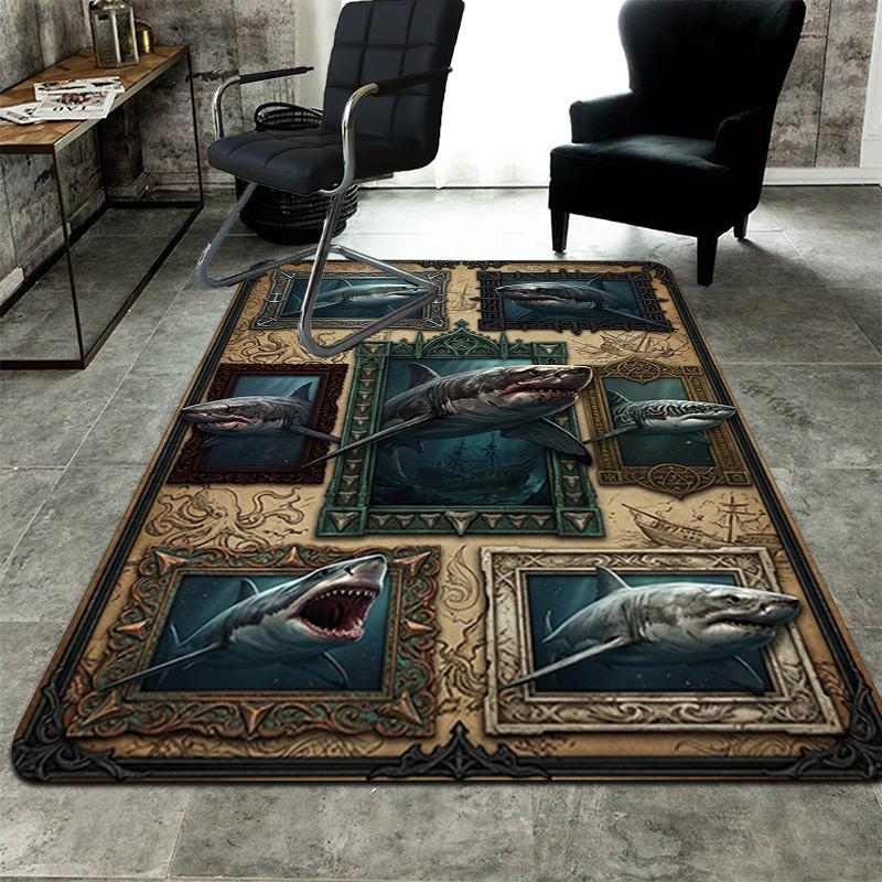 Great White Sharks Pattern Rug Floor Mat for Living Room or Bedroom Soft and Comfortable Carpet a Gift for Birthday and Holiday.