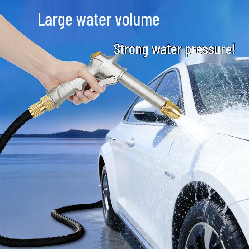 High-Pressure Car Wash Water Gun Set with Retractable Hose and Foam Pot
