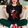 Christmas Reindeer Alphabet TShirt Family Matching Outfits for Parents Kids Couple Xmas Party Holiday Vacation T-shirts Gift