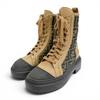 Excellent Domino Biker Boots ZUCCA Pattern FF Logo Side Zip Brown 36 Used