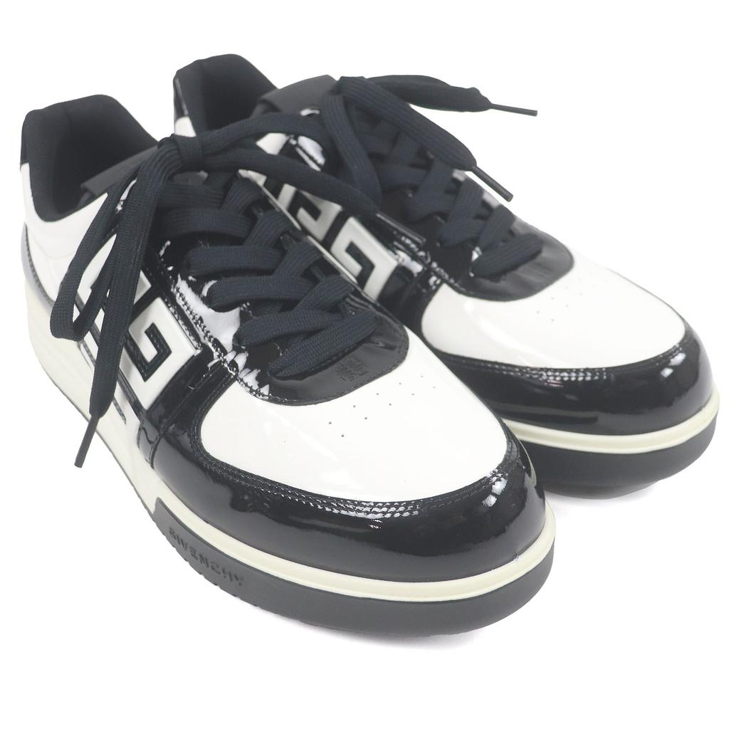 Excellent GIVENCHY Low cut sneakers 4G logo Black White Patent leather mens 44 Used