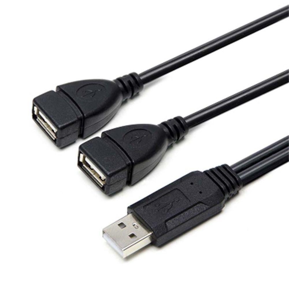 30cm Black USB2.0 Dual Female Power Cord Power Adapter Y Cable Data Cables USB Extension Y Splitter