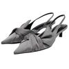Zara Elegant Pointed Toe Satin Ankle Strap Kitten Heels Women High Heels Gray 11221510802-38