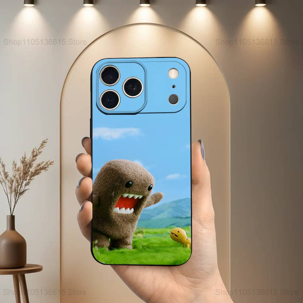 Cute D-DOMO-KUN Art Case For iPhone 17,16,15,14,13,12,11 Air,Plus,Pro Max,XS,X,XR,SE,Mini,8,7,Soft Silicone Black Cover