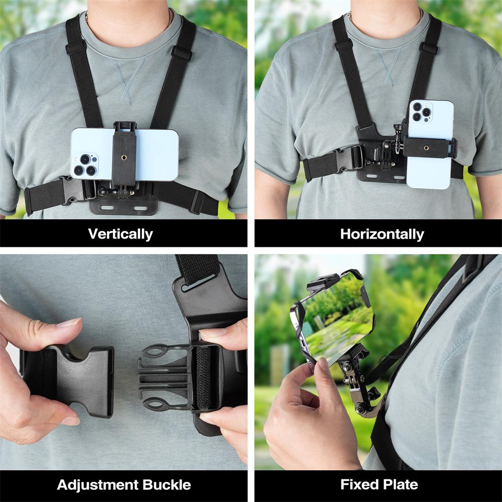 Chest Strap POV Rotate Phone Holder for Iphone Android Smartphone Belt Body Harness Mount for Gopro 12 11 10 9 8 Insta360 Camera 6