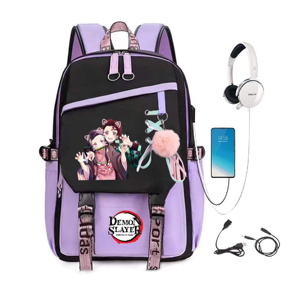 Peripheral Spine Backpack Strap Usb Multifunctional Student Schoolbag Animation Cartoon Children'S Backpack