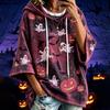 Damen Halloween Print Hoodie Oversized Lässiges Langarm-Oberteil