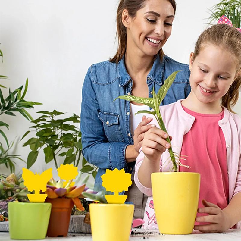 10pcs/set Home Garden Insect Lure Board, Yellow Sticky Insect Sticker, Tool For Eliminating Small Flying Insects And Pests In Flowers