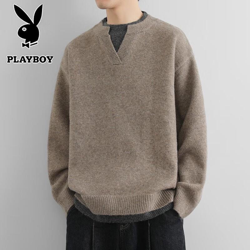 PLAYBOY Men's Faux Two-Piece Pullover Sweater