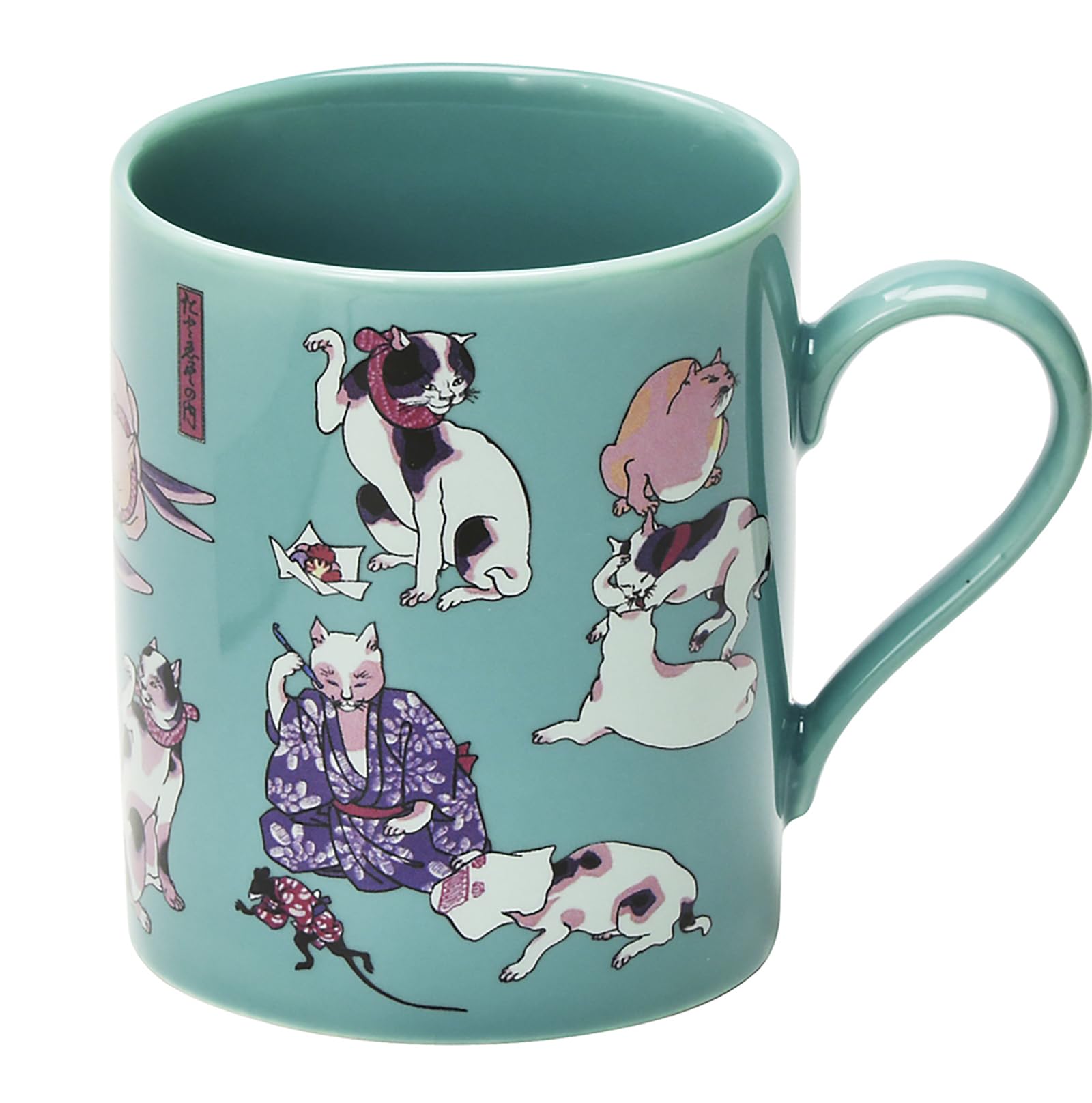 Ямакацу Мино Тоэн «Куниёси Утагава Куниёси Укиё-э» (Даже если это закончится катастрофой)    Кружка, Примерно 330 мл, Синяя, Искусство кошек в стиле укиё-э, Сделано в Японии