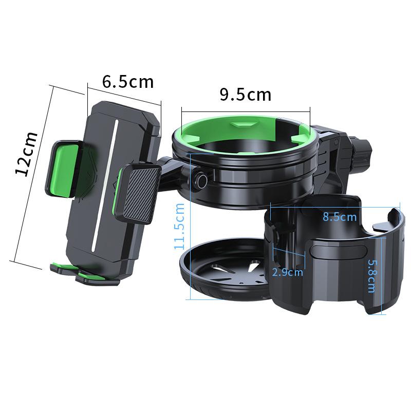 

3 In 1 Universal Baby Stroller Cup Holder with Phone Stand 2 Drink Holder Cup for Pram, Bike, Motorcycle, Wheelchair зелений