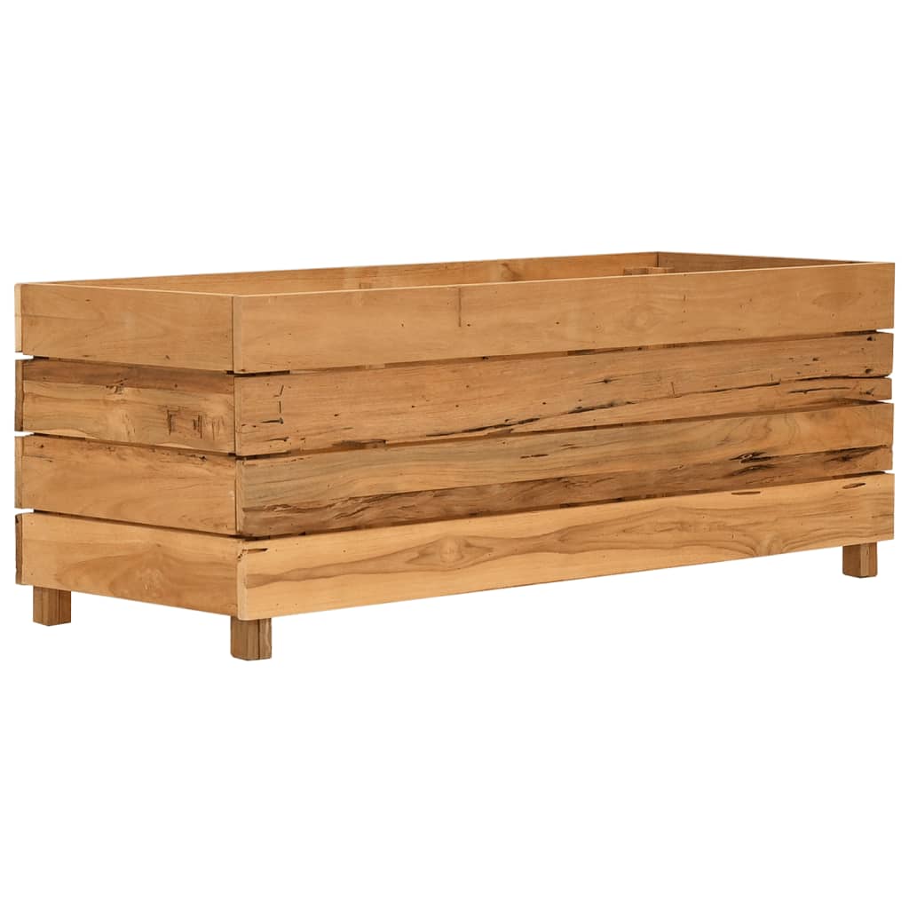 Raised Garden Bed 100 X 40 X 38 Cm Reclaimed Teak Wood and Steel