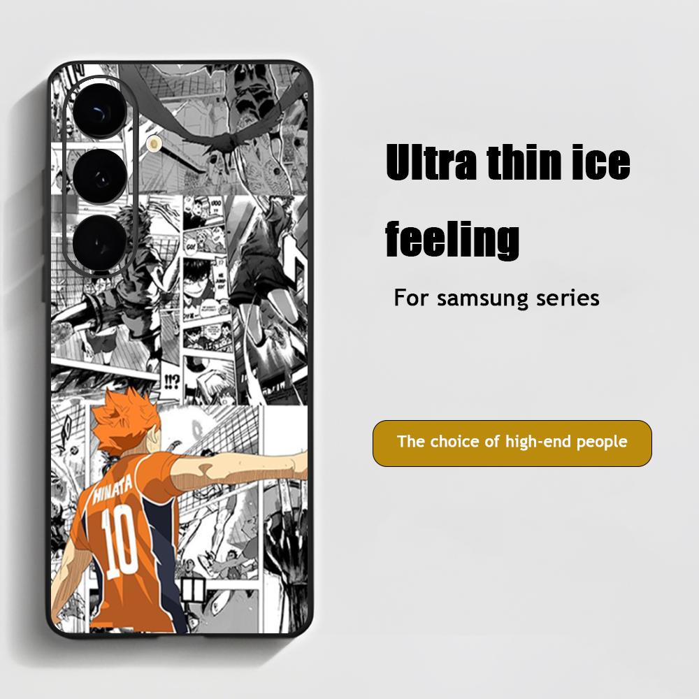 Haikyu Anime Shoyo Hinata Phone Case For Samsung Galaxy S25 S24 S23 S22 S21 S20 Plus Ultra Note20 Soft Black