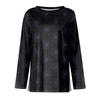 Women's Halloween Print Long Sleeve Round Neck Top with Hem Slit