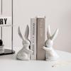 Creative Ceramic Figurines Chinese Minimalist Rabbit Sculpture Bookshelf Desktop Book Stand Decoration Ornament Home Decoration