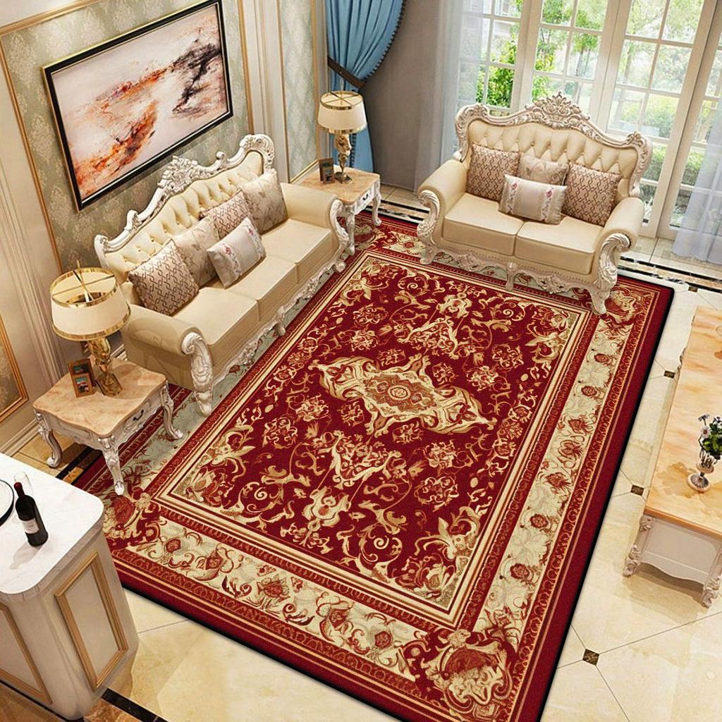 Red Luxury European Style Large Rugs for Living Room Parlor Sofa Area Carpets Non-slip Easy Cleaning Bedroom Floor Mat 200x300cm