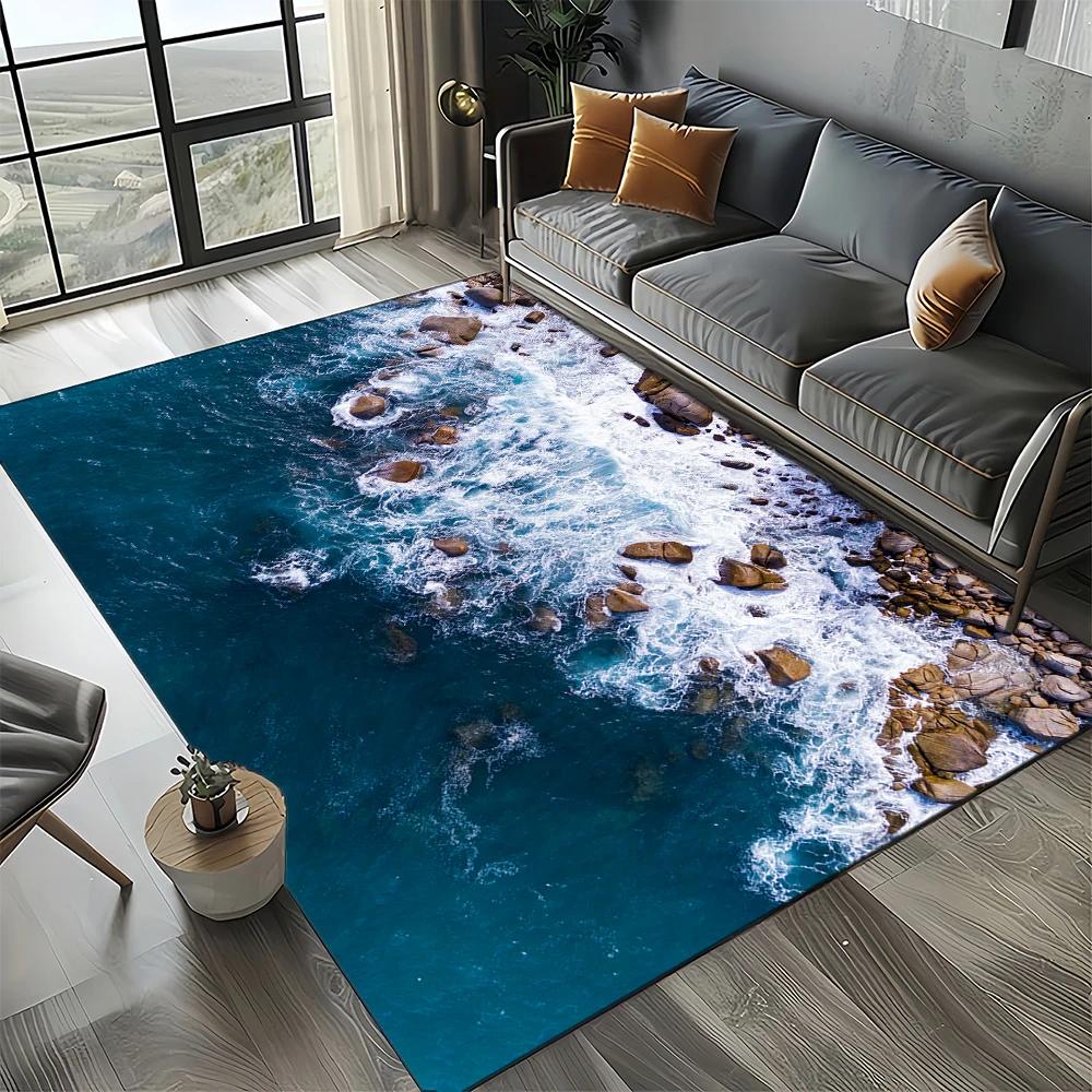 27 Style New Sea Water Beach Reef Nature Scenery Carpet Rug for Living Room Bedroom Home Sofa Decoration,Kids Non-slip Floor Mat