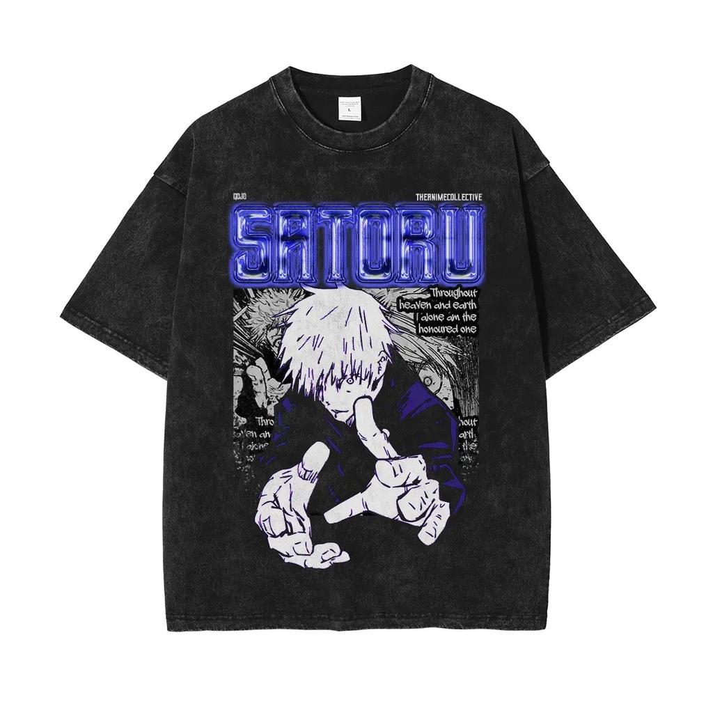 Rock Lee T-Shirt Naruto Herren Säurewäsche Rückendruck Acht Tore Anime Grafik Baumwolle Streetwear Konoha Vintage Bootleg T-Shirt