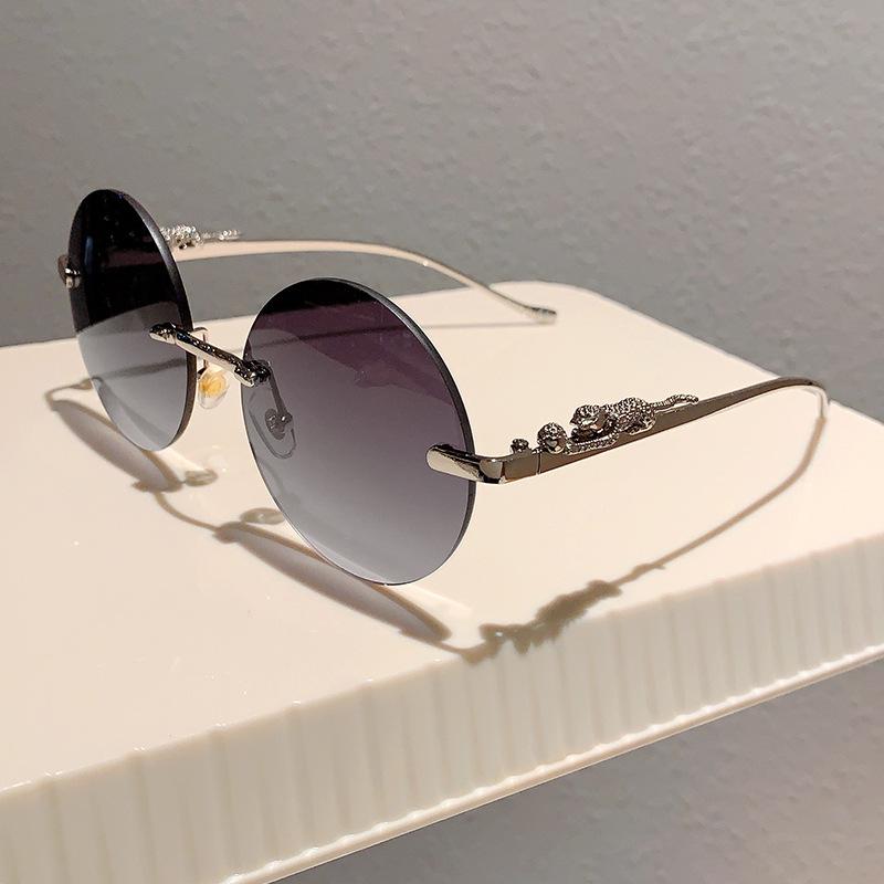 Luxury Causal Rimless Sunglasses Women Sunscreen Fashion Metal Glasses Uv400 Glasses Outdoor Driving Alloy Eyeglasses