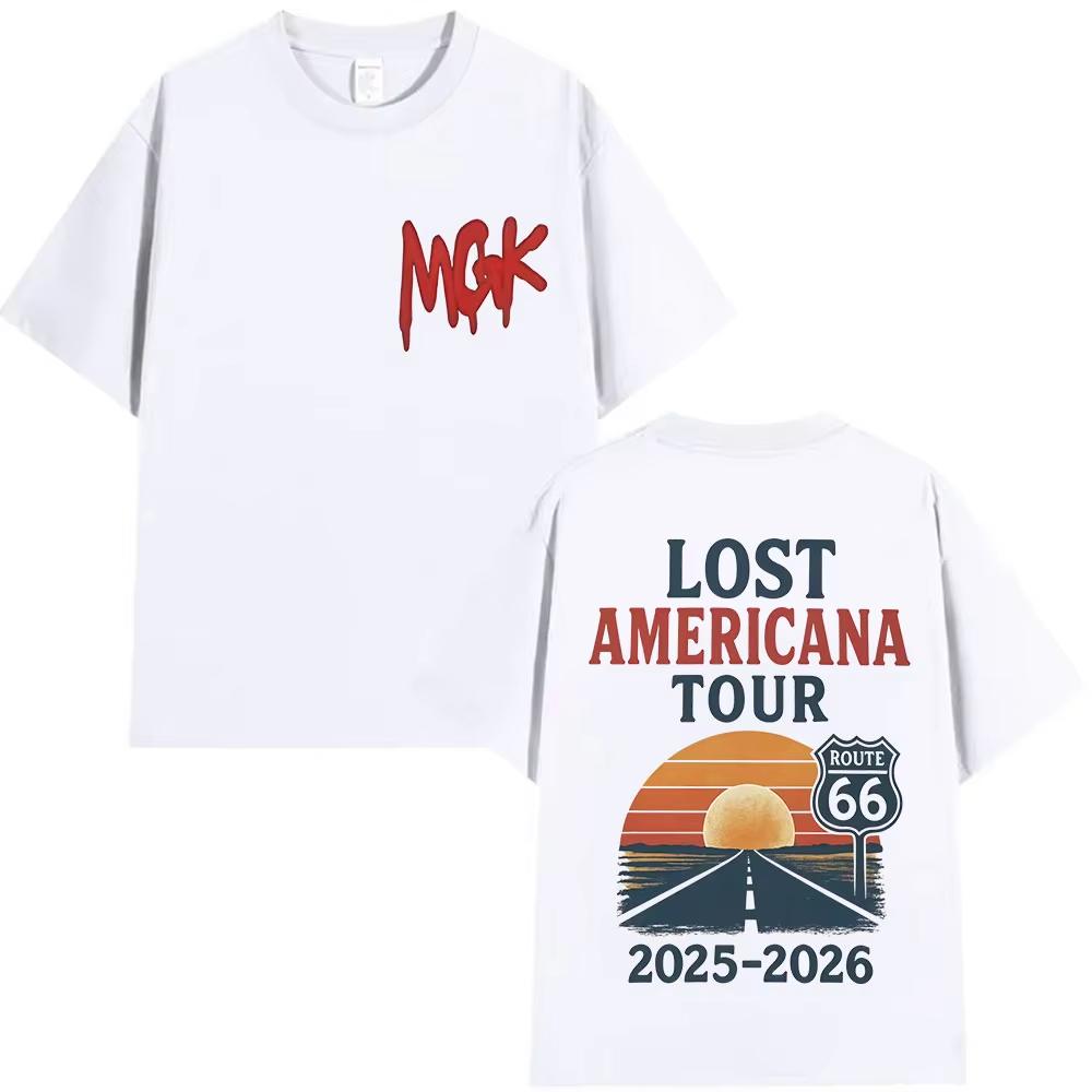 MGK Lost Americana Tour 20252026 Grafik T-Shirts Herren Damen Harajuku Vintage Oversized T-Shirts Sommer Herren Baumwoll Tops T-Shirt