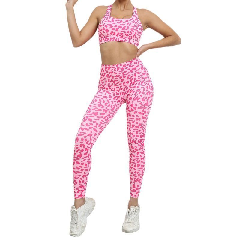 Sports Suit Women's Fashion Leopard Print Print Yoga Clothes Beauty Back Skinny Peach Hip Raise High Waist Fitness Suit Suit Women's