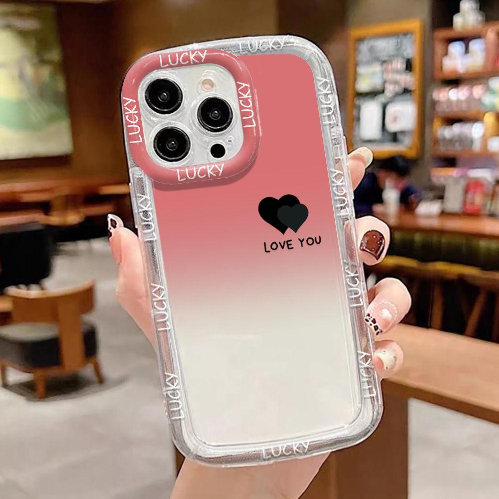 Black love applies to iPhone17ProMax mobile phone case 14 Apple 13 transparent 12/15 all-inclusive fine hole 16