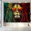 Colorful Lion Tapestry: Vibrant Dreadlocks And Sunglasses For A Bold And Eclectic Home Decor