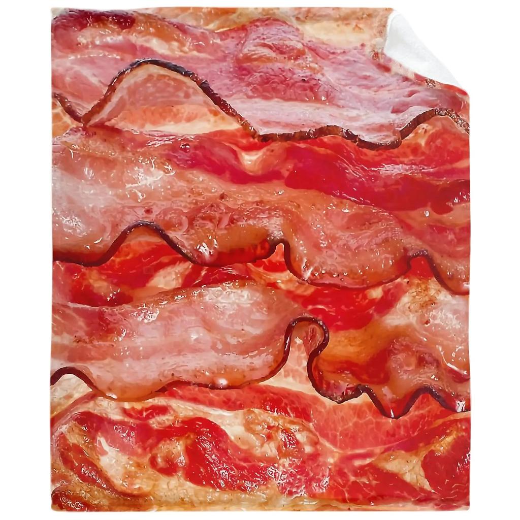 Bacon Throw Blanket Soft Warm Flannel Couch Cover For Men Women Funny Food Gift Home Textile