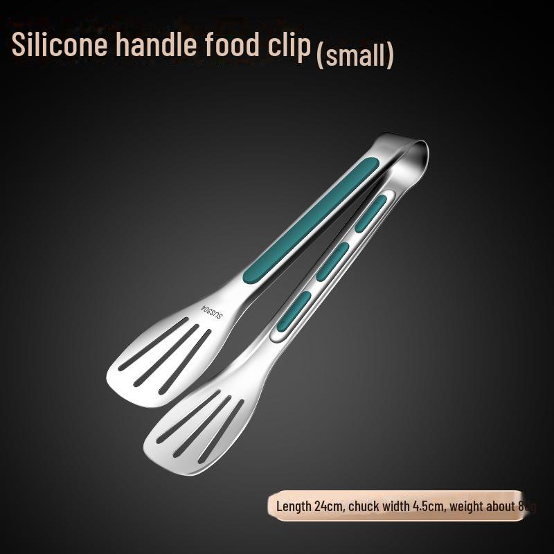 Kuchyňské kleště z nerezové oceli se zelenou rukojetí: Protiskluzový silikon proti opaření na grilování a pečení