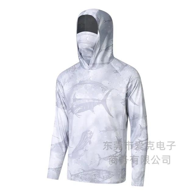 Men's sunscreen clothing summer UV protection breathable quick drying outdoor fishing clothing Luya fishing clothing hooded with mask