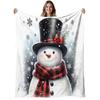 1pc Snowman Plaid Flannel Blanket - Soft Warm 280GSM Bedspread, Cozy Winter Bed Cover for Couch, Bed, Office - All-Season Christmas Bedding Gift, Mach