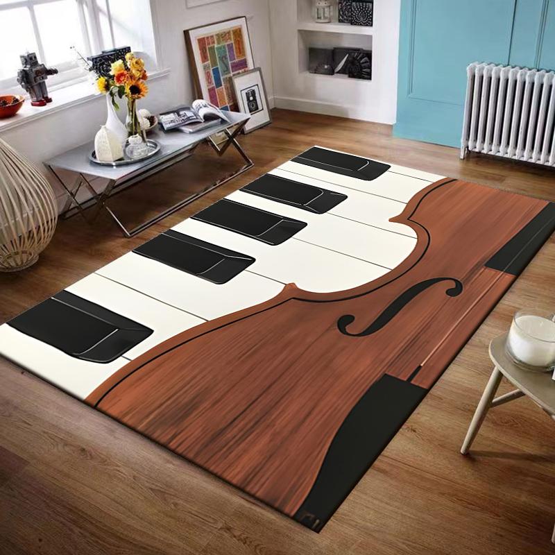 Violin and piano keys design rug Non-slip rug suitable for living room and bedroom sofas