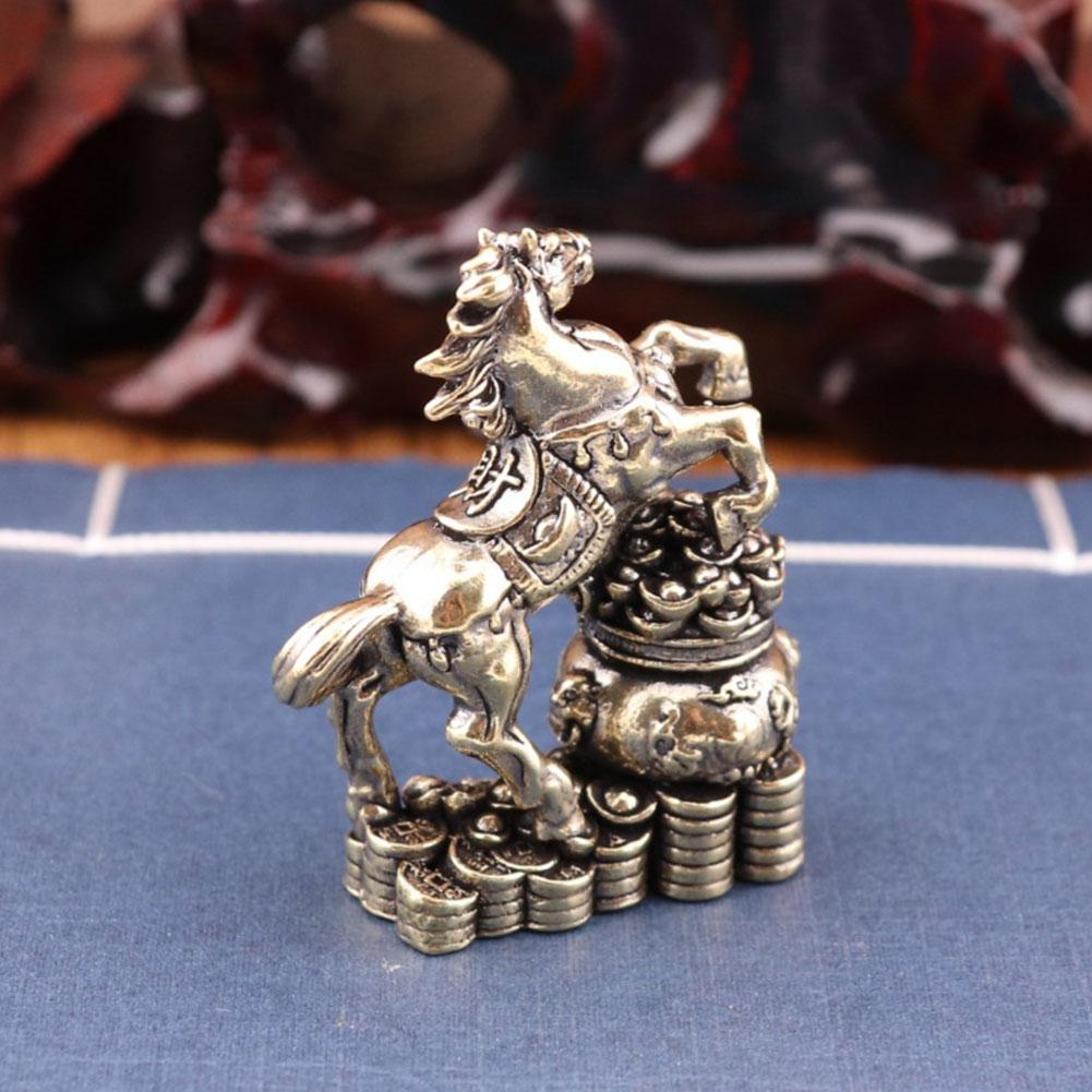 Chinese Zodiac Horse Statue Brass Horse Desktop Decoration Living Room Tea Table Sculpture Metal Craft Home Decorations