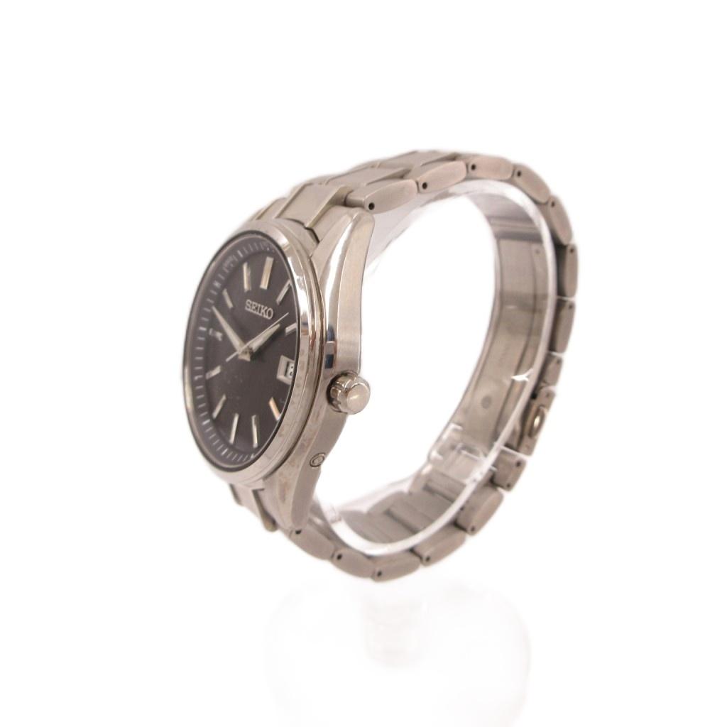 SEIKO SELECTION SBTM341 Solar Watch with Date Silver Black Dial Radio-Controlled Display, Titanium, Color,/ UO Men's