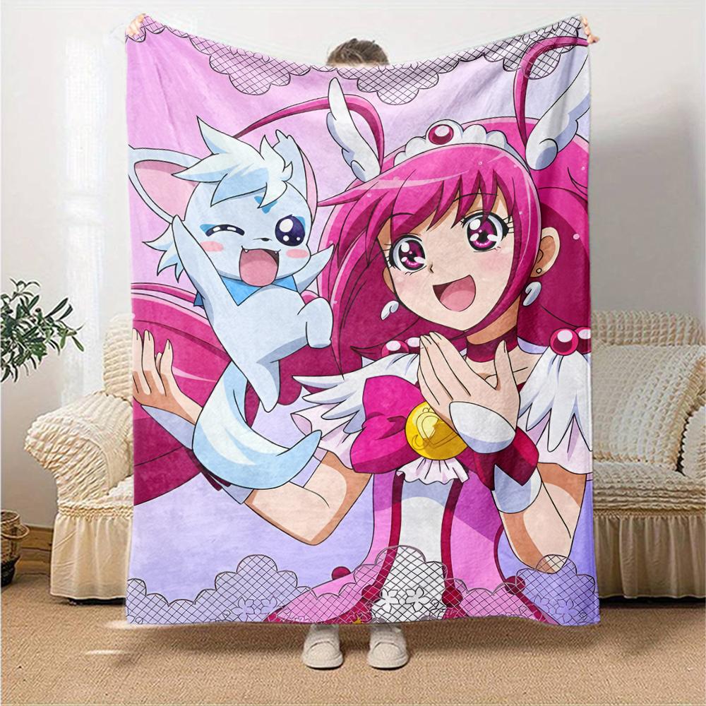 1pc Pretty Cure2 Blanket, Gift, for Men and Women, Soft Blanket, Good for Sofa Bed Couch Travel, Lightweight Flannel Blanket
