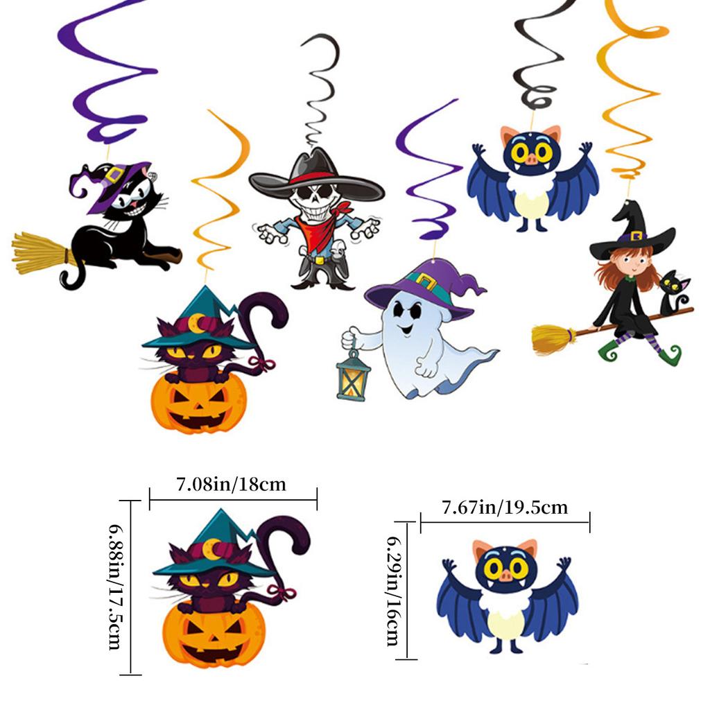 Halloween Party Decoration Alphabet Flag Bat Pumpkin Black Cat Witch Spiral Pendant