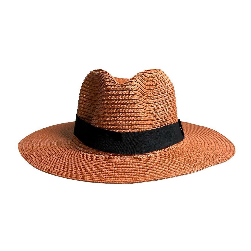 Panama straw hat sunscreen straw hat sunshade top hat seaside straw wide brim sun hat tourist beach hat