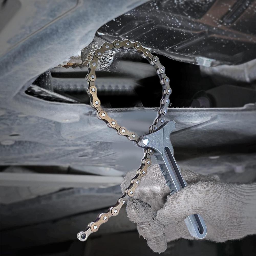 Oil Filter Chain Removal Tool Carbon Steel Chain Wrench For Pipe Fittings Adjustable Efficient Oil Filter Removal Car Repairing