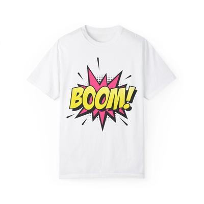 Boom! Zeichnungselement im Comix-Stil :: Unisex stückgefärbtes T-Shirt