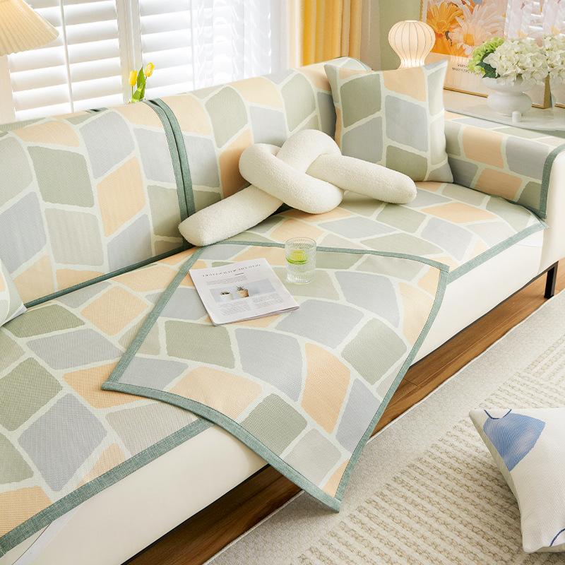 Cartoon Ice Rattan Sofa Cushion Cool Mat Cool Cushion Ice Silk Mat Washable Summer Sofa Cover Cover Cushion Cover Cloth Towel Mat