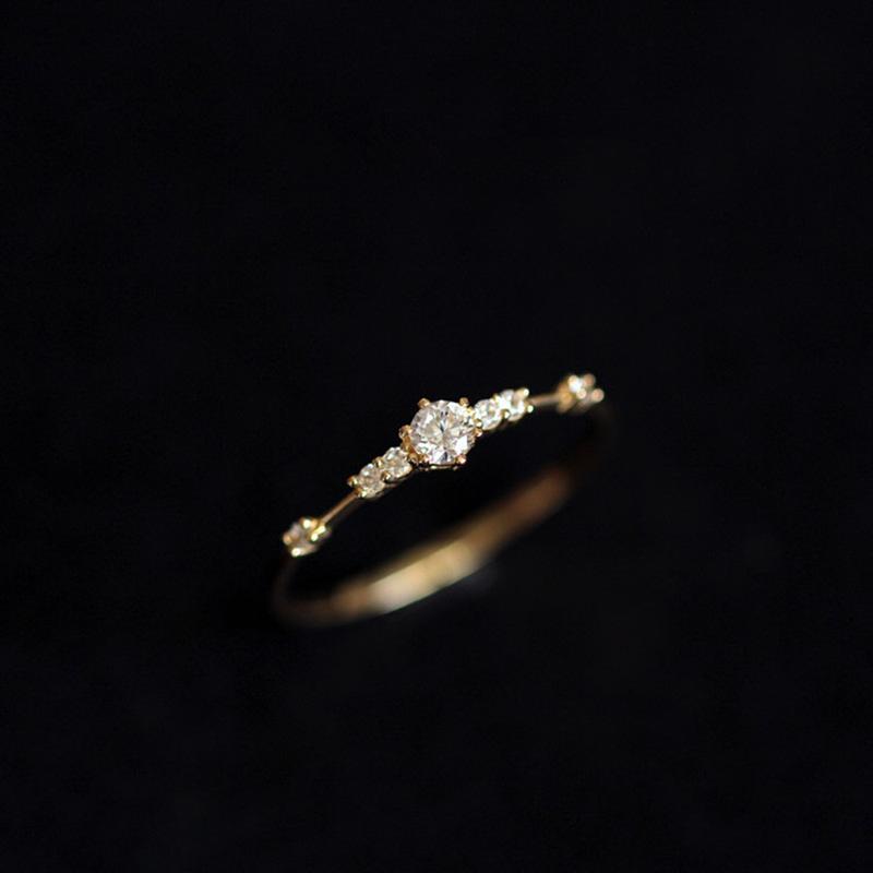 copper 14K Gold Plated Plating Pav Crystal Exquisite Wedding Ring Women Light Luxury Temperament Jewellery Accessories 6