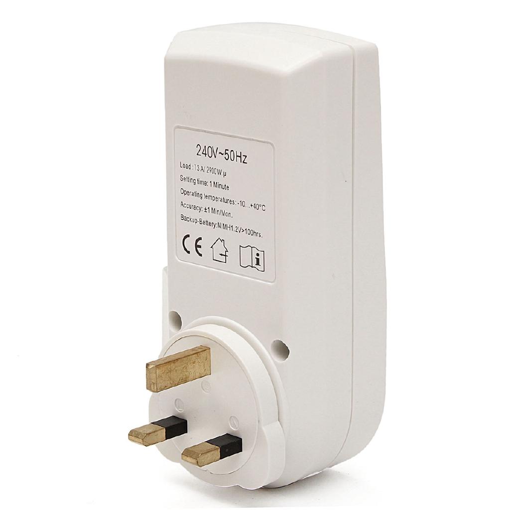 12/24 Hours White Digital LCD Display Plug-in Programmable Timer Switch Socket 7 Day ABS New