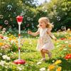 Bubble Machine for Outdoor Use Kids 46 Inch Vertical Maker with Adjustable Height Three-Section Flexible Blower Tube Battery Music Light Toddlers