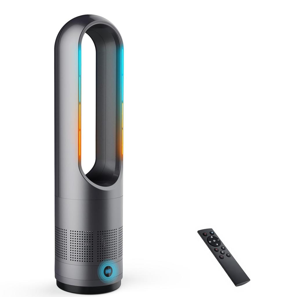Bladeless Tower Fan & Heater AM-018JR (FUXNGZI – 8 Cooling Speeds / 3 Heating Levels, Remote)